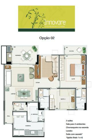 Apartamento Innovare Condomínio Clube com Armários Sol da manhã 2 Vagas Individuais - Foto 3