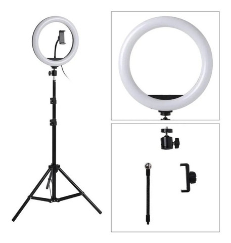 Oferta! Ring Light Led Iluminador 26cm / 10' + Tripé 2M