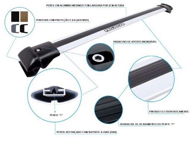 Travessas de Teto P/ Todos os Carros - T-cross / Hr-v / Sw4 / Renegade / Captur / Tracker - Foto 2