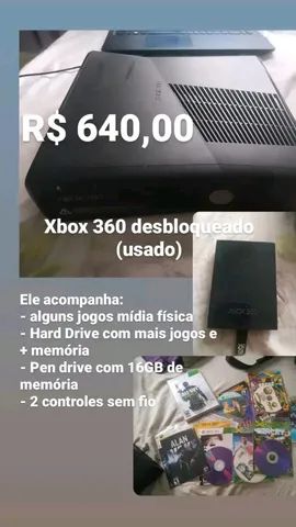 Xbox 360 desbloqueado + 2 controles + top jogos + memória em São Paulo