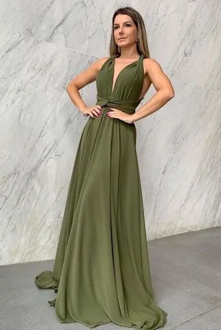Vestido verde olivia, tamanho M 