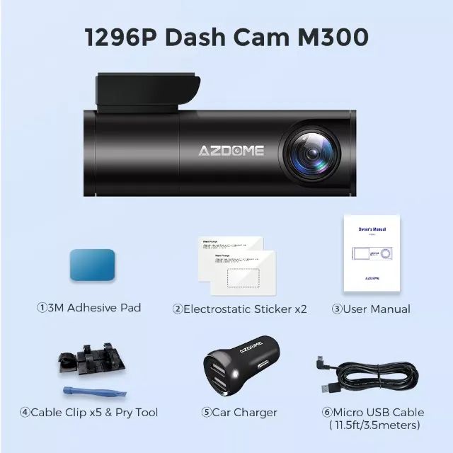 Câmera Veicular Azdome M300 + Cartão de Memória 64GB - Foto 2