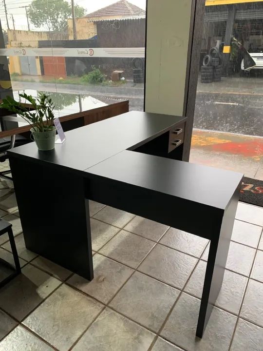 Mesa de Escritório em L - Preta - Nova - Foto 5