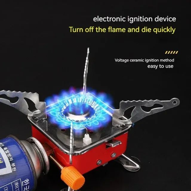 Mini fogão para camping, fogão a gás portátil dobrável, ultra leve, atividades ao ar livre - Foto 6