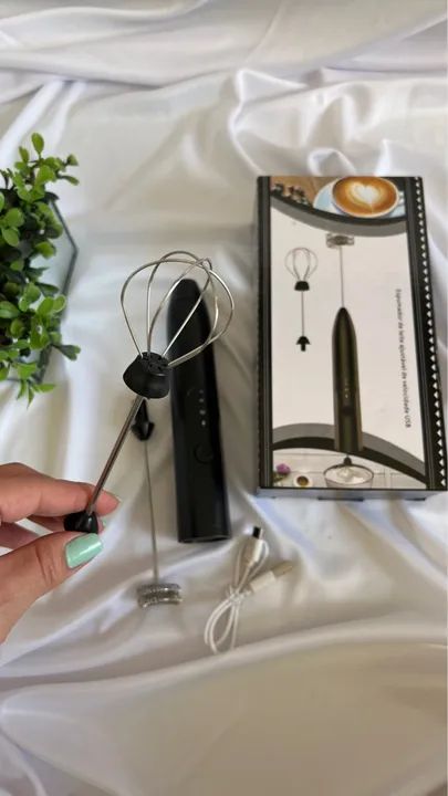 Batedor Misturador Mixer Elétrico para Bebidas Leite Café Clara de Ovos 2 EM 1 - Foto 4