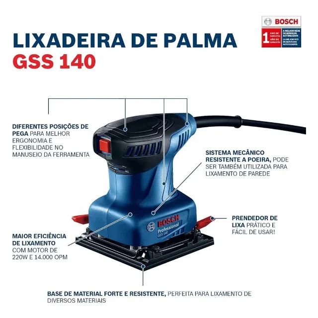 LIXADEIRA PALMA  ORBITAL GSS 140 220W 220V - BOSCH - Foto 6