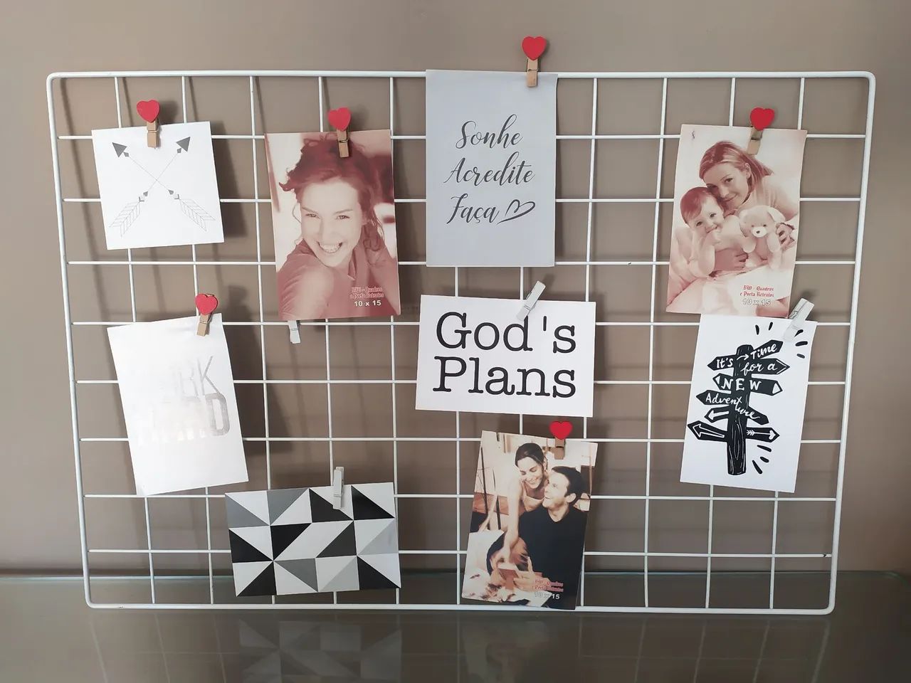 Quadro de grade branco p fotos e mensagens