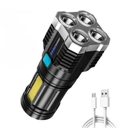 Lanterna LED Tática Ultra Potente 4 Núcleos Alto Brilho Recarregável Longo Alcance - Foto 4