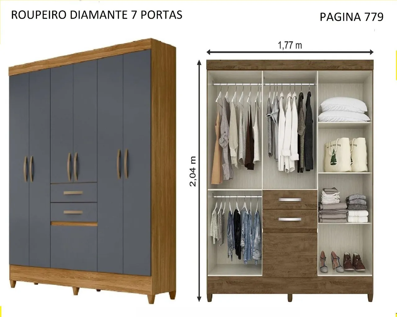 Guarda-Roupa Diamante 7 Portas - Novo