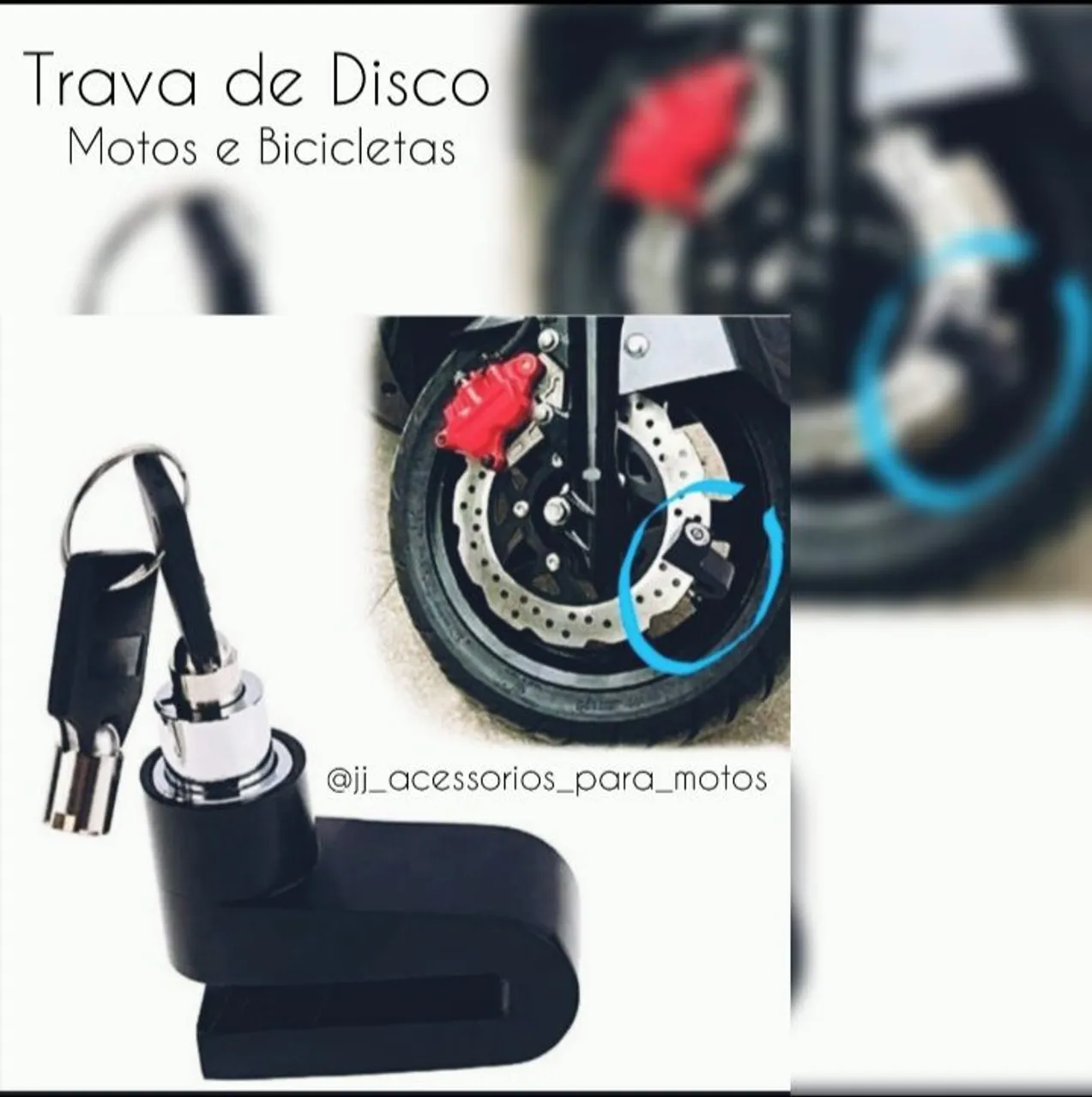 Trava de Disco para Motos e Bicicletas Anti Furto 