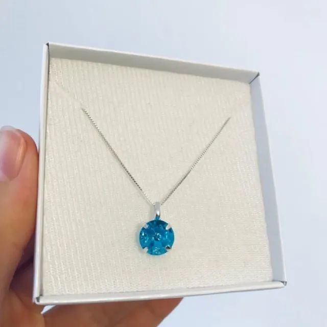 Corrente Veneziana em PRATA 925 com Zircônia Capri Blue Importada  - Foto 2