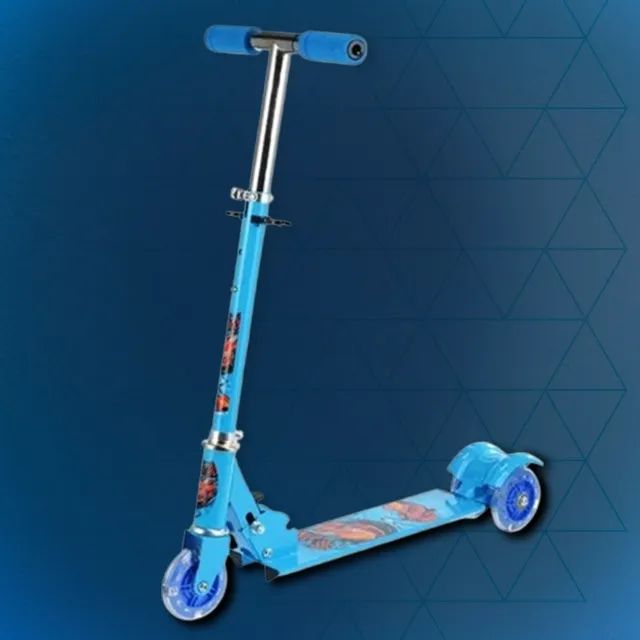  Patinete de Ferro 3 Rodas Led Dobrável Azul