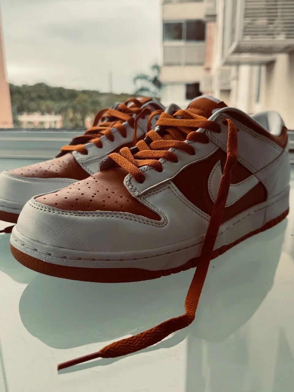 Tênis Nike Dunk Low - Laranja com Branco (Tamanho 42)