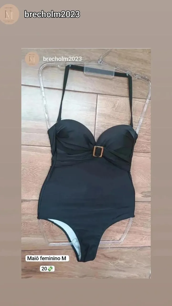 Maiô Feminino Preto com Detalhe Dourado - Tamanho M