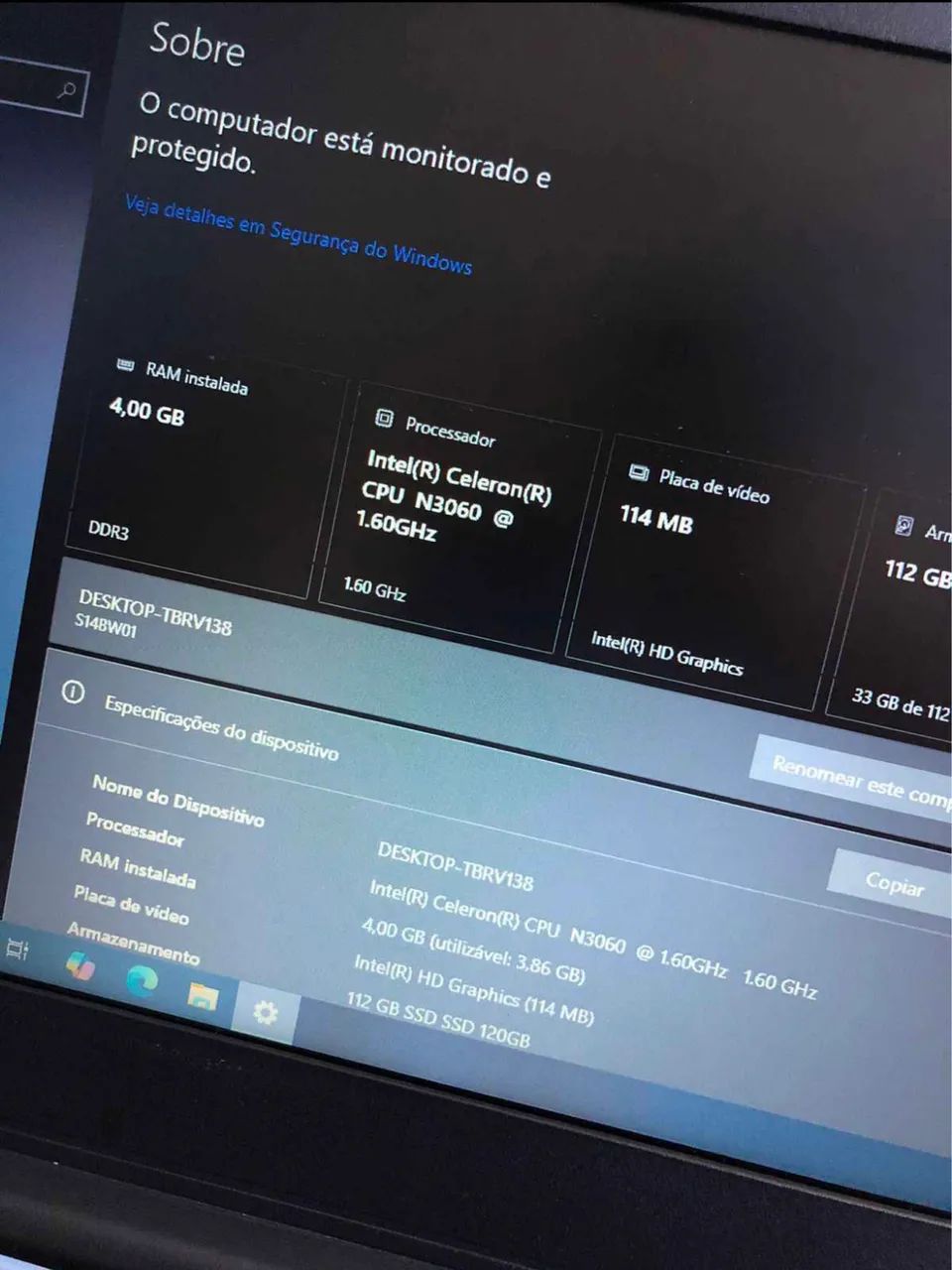 Notebook Intel 4gb memória ssd 128 (todo perfeito) - Foto 2