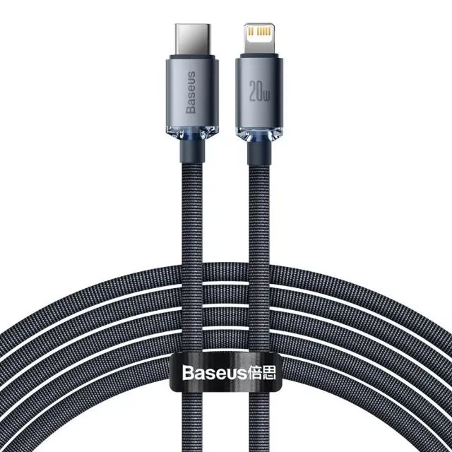 Cabo de carregamento rápido Baseus Crystal Type C para iPhone 20w 2m preto - Foto 2