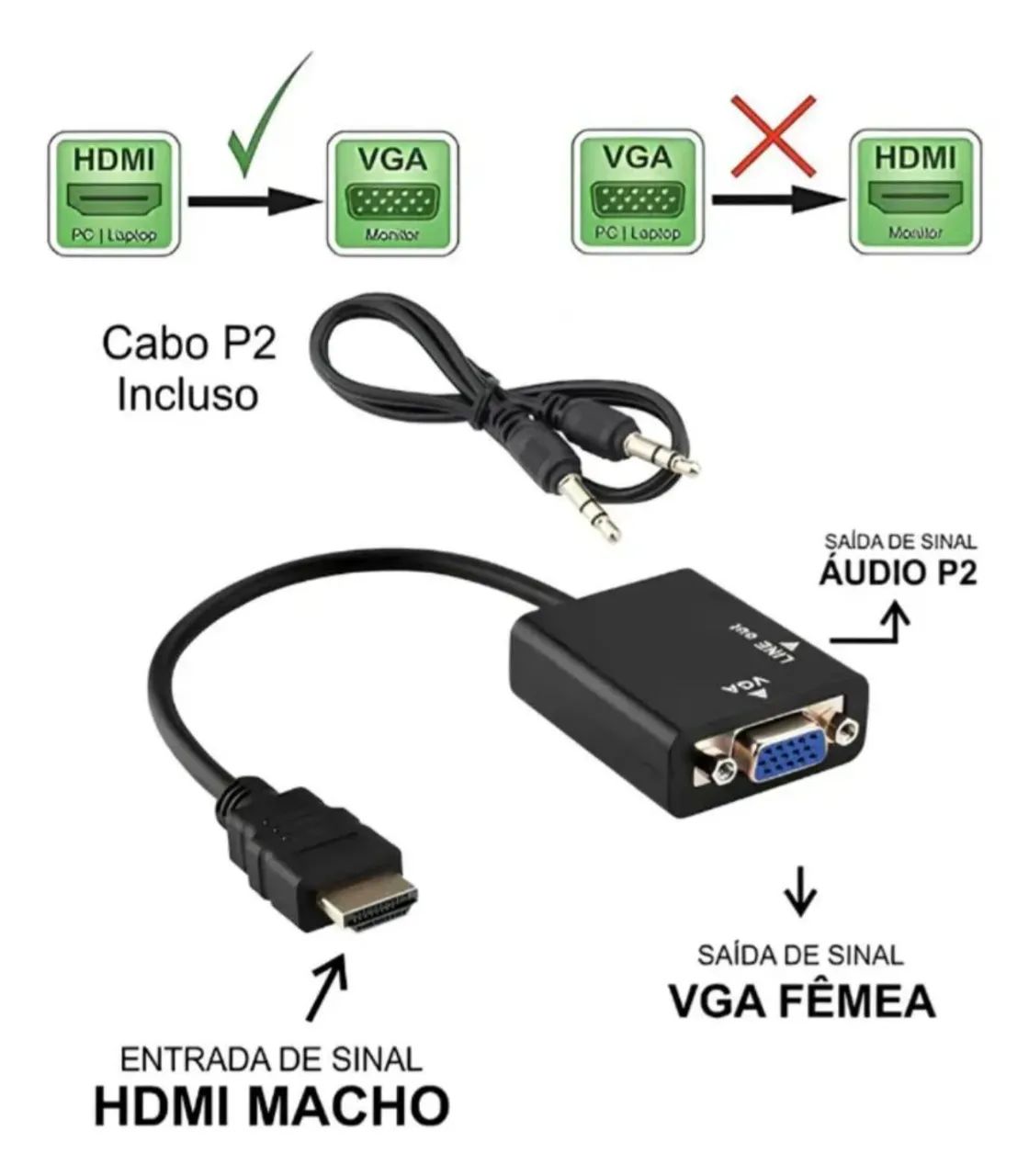Cabo conversor HDMI-VGA - Foto 3