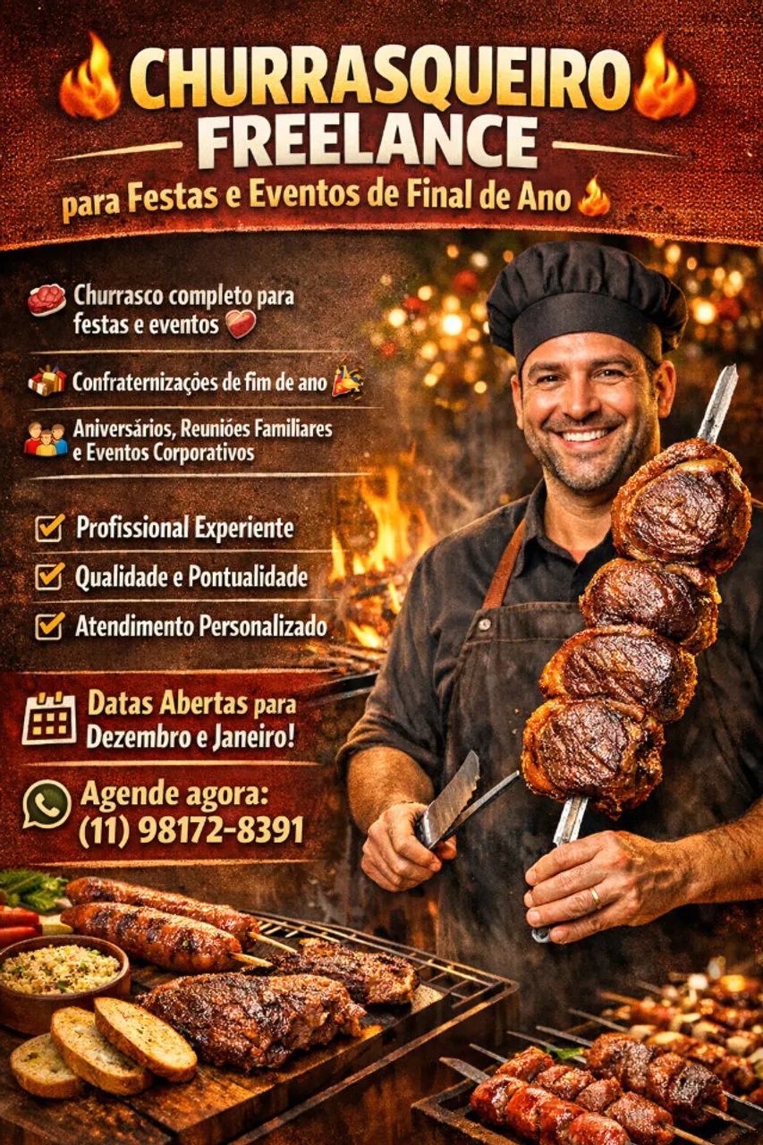 Churrasqueiro Freelance para Festas e Eventos de Final de Ano