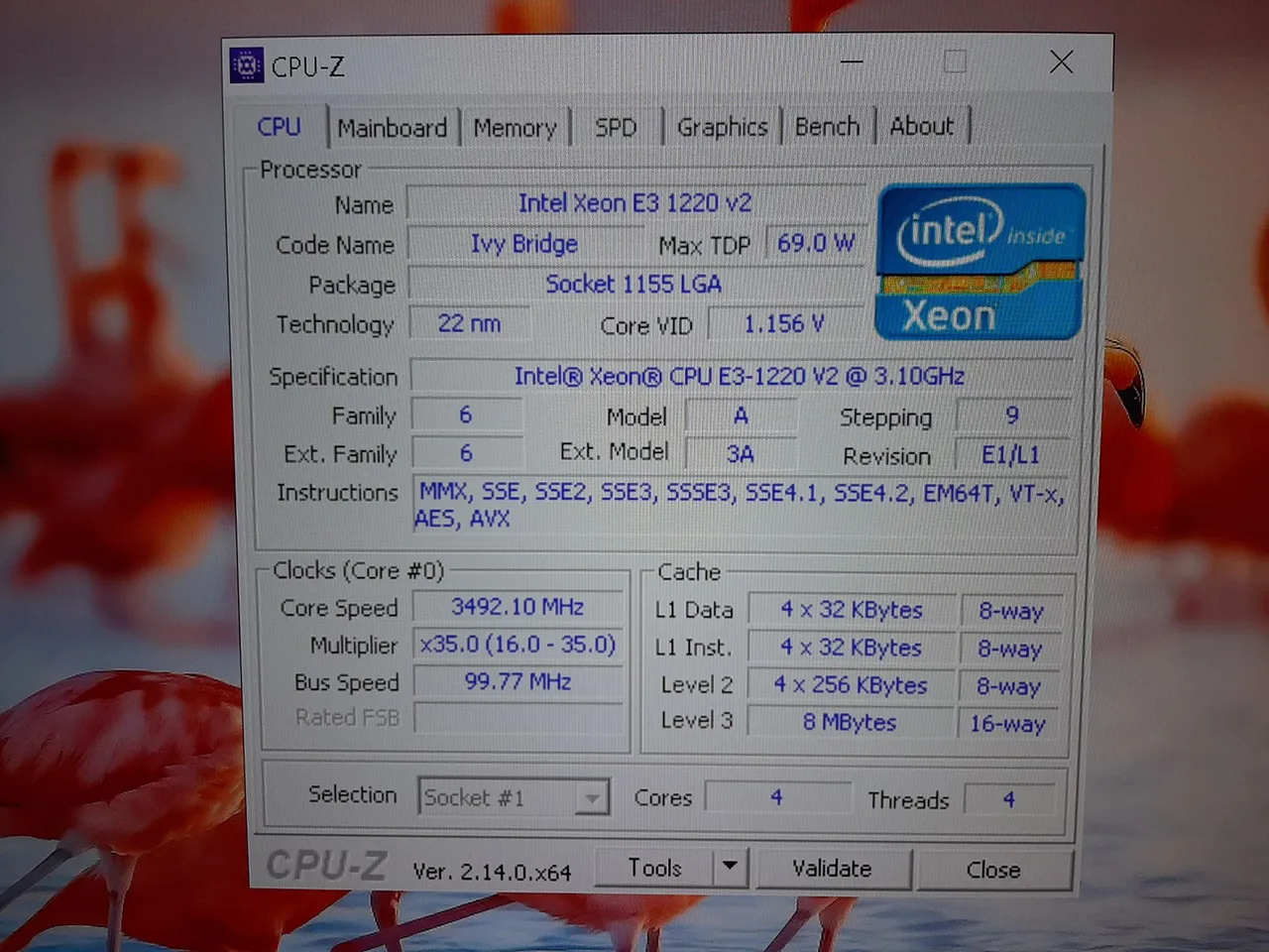 Processador Intel Xeon E3-1220V2 GHz LGA 1155