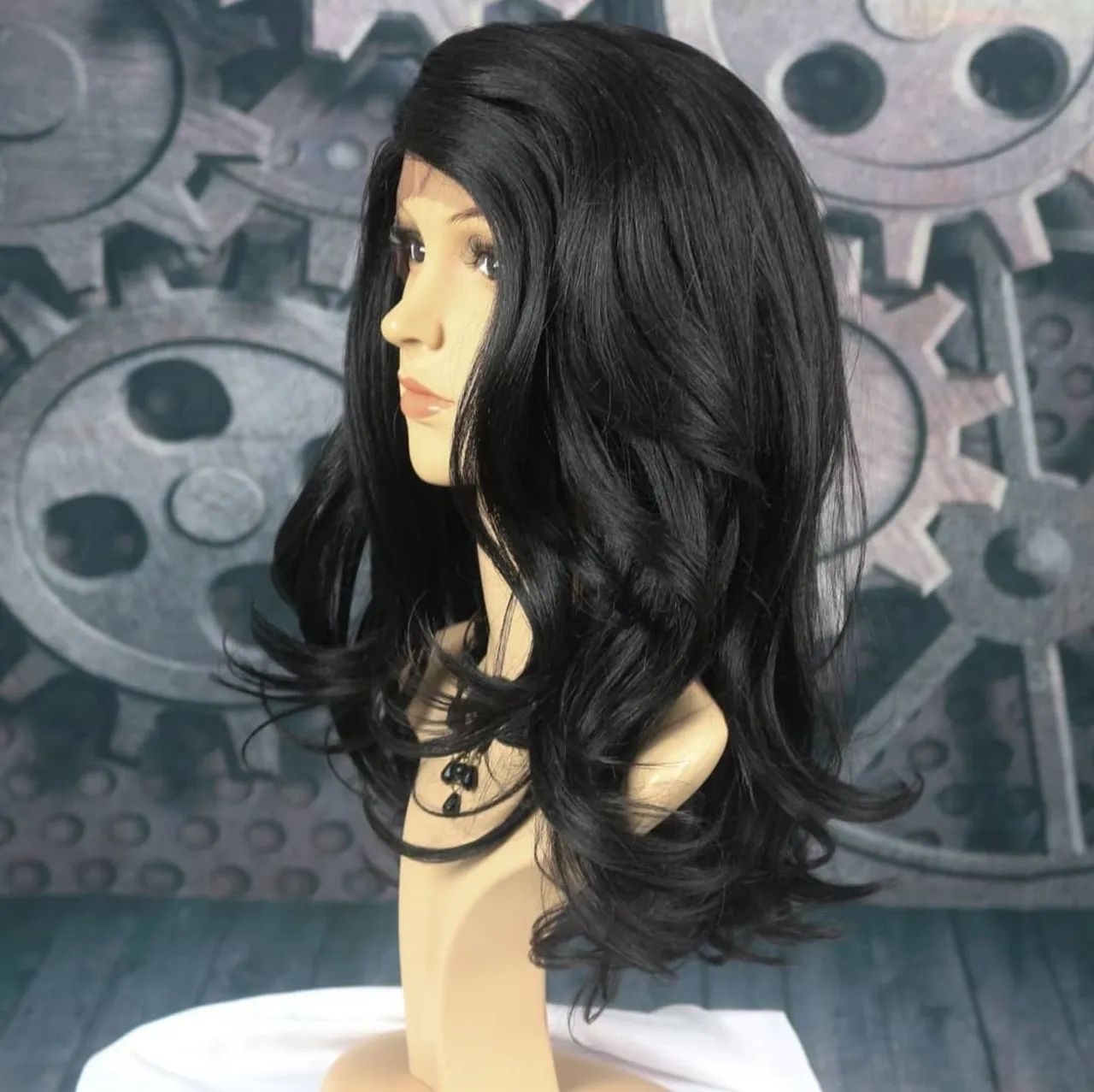 Peruca Lace Front Preta Fibra Premium - Foto 3