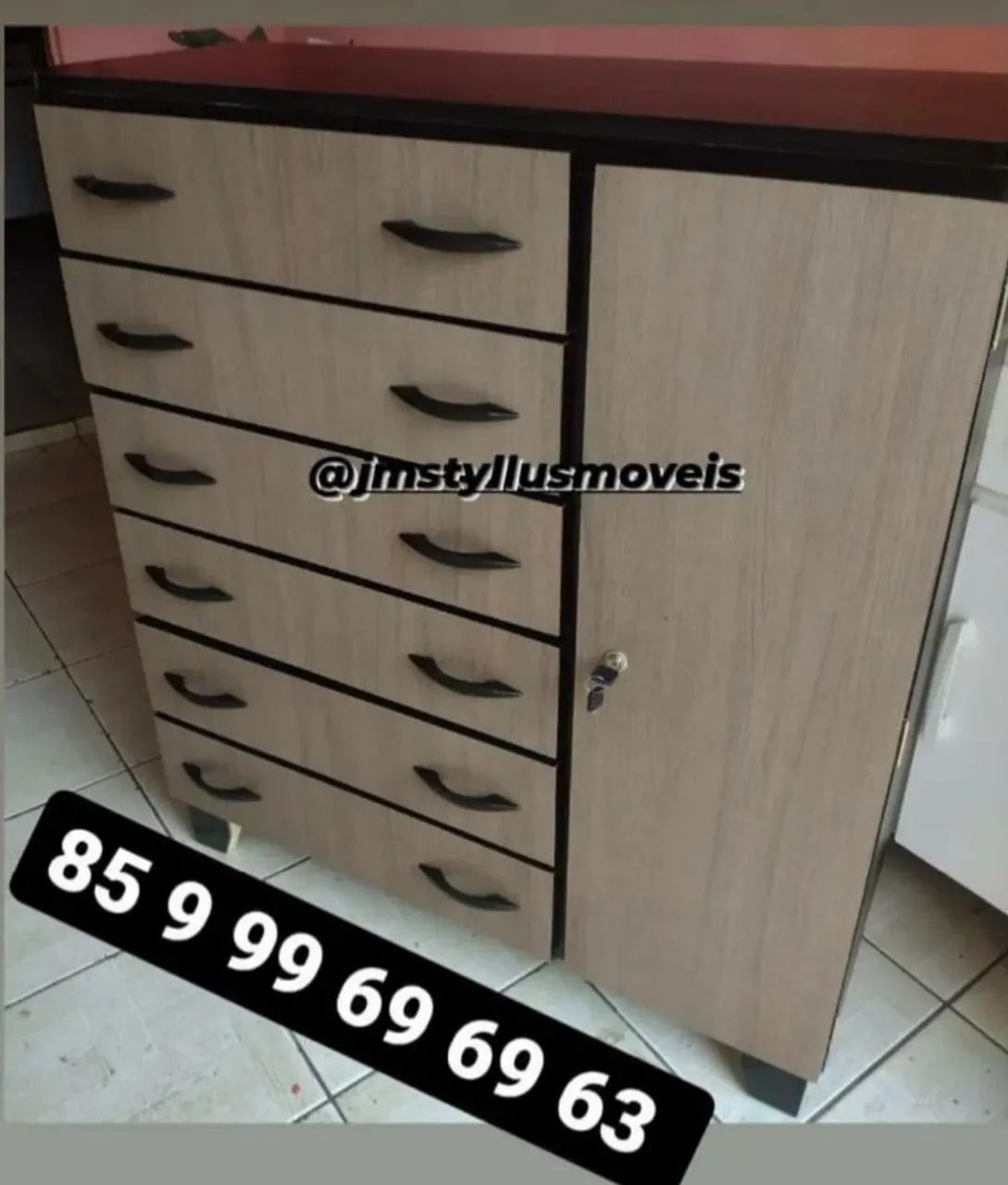 Cômoda moderna com gavetas e armário - Foto 4