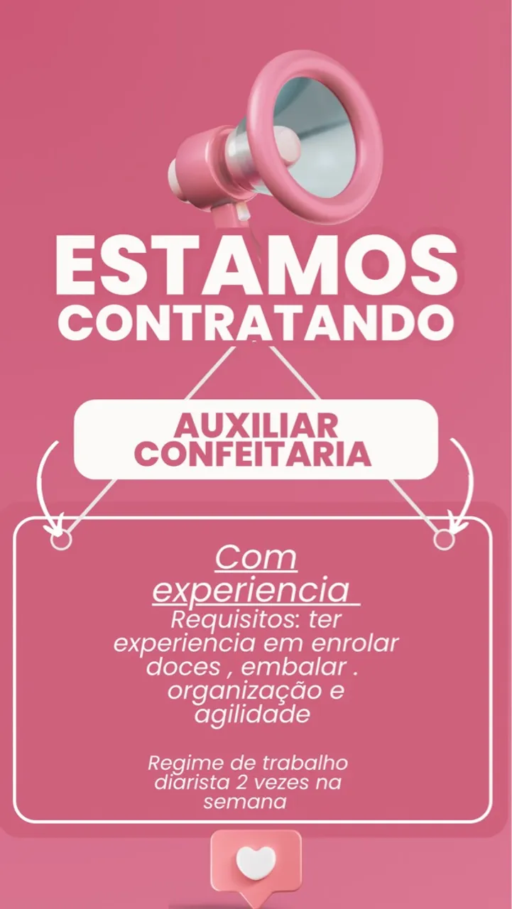 Contratação para ajudante em doces 