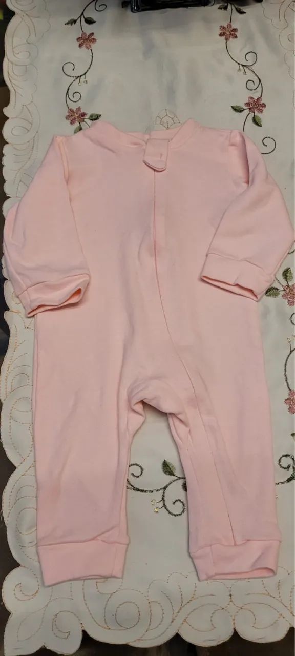 Macacão fecho invisível rosa 100% algodão 