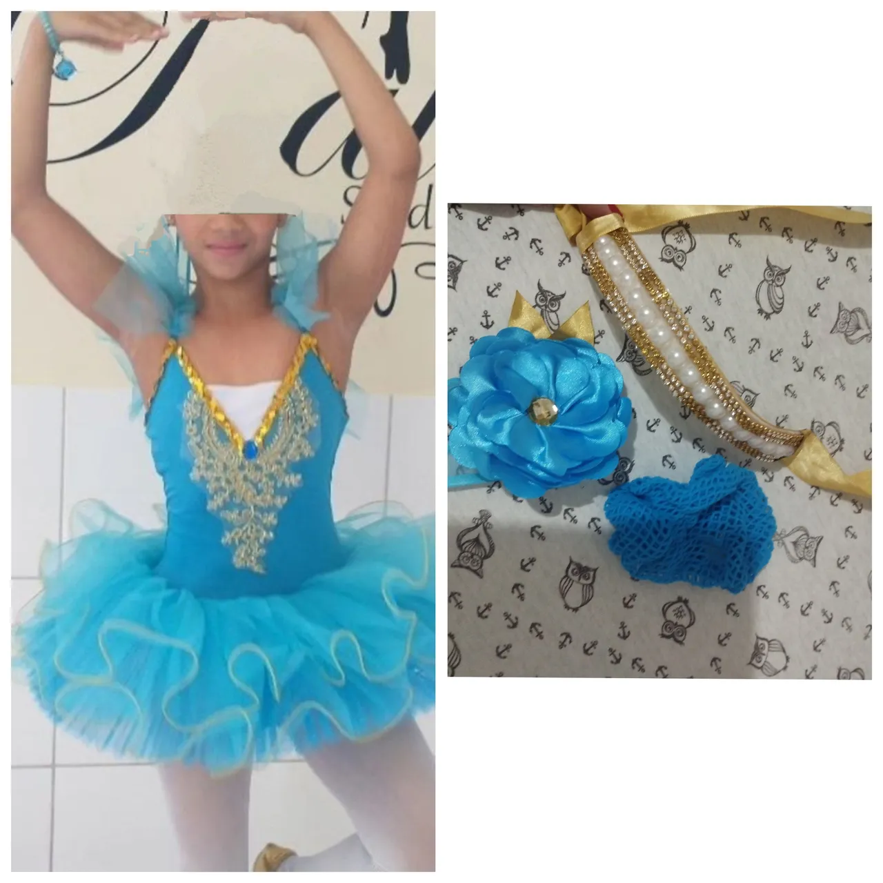 Vestido de bailarina azul para menina