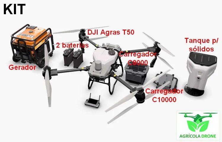 Drone Agrícola DJI Agras T50 - Kit completo com gerador