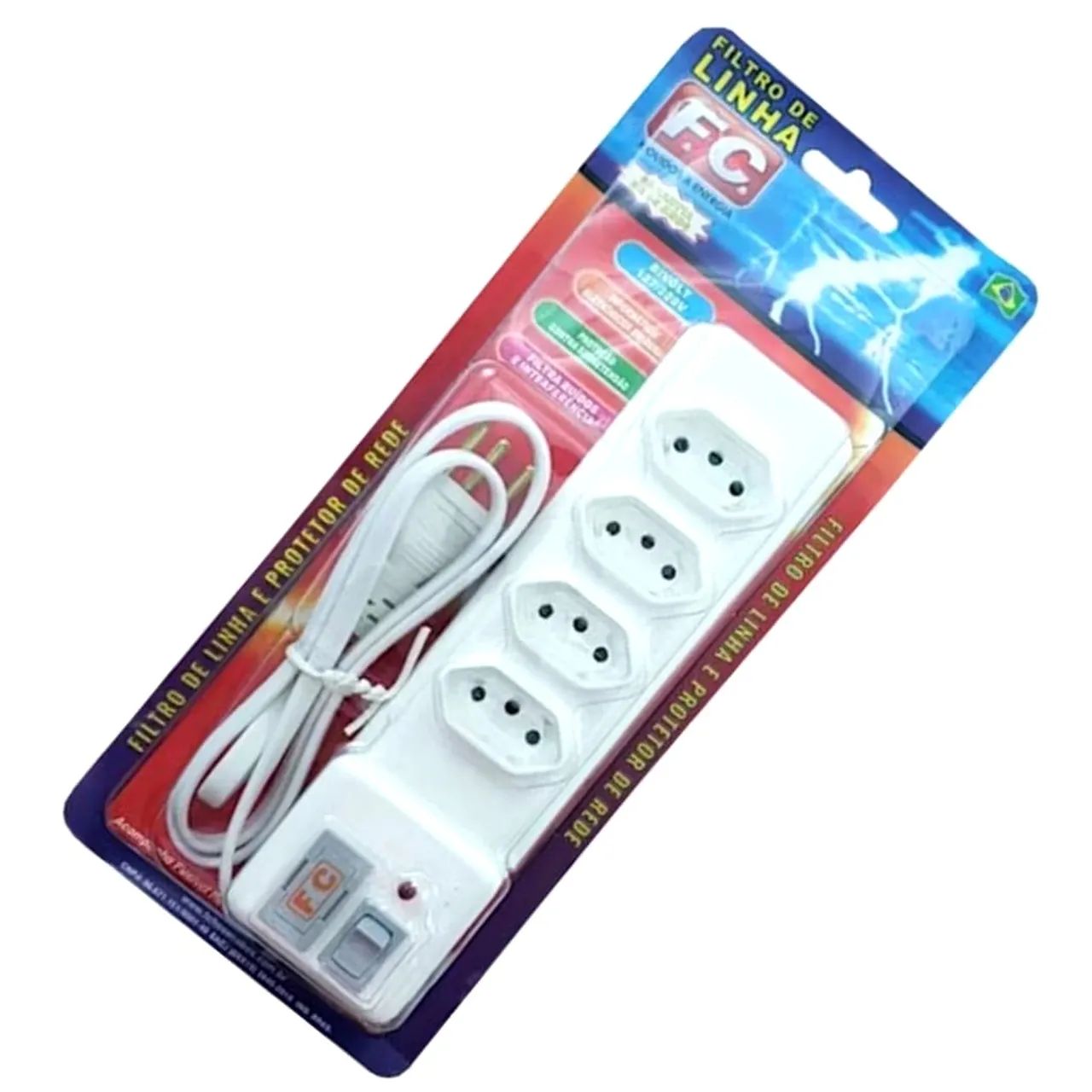 Extensão filtro de  elétrica com 4 tomada com fusível - Foto 2