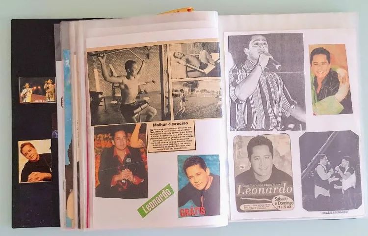 Álbum + fichário + CDs - cantor Leonardo - itens raros para