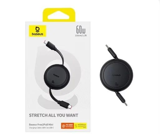 Cabo USB retrátil tipo C carregamento rápido para iPhone 16