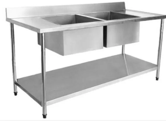 Pia Dupla Inox para Cozinha Industrial com Armário