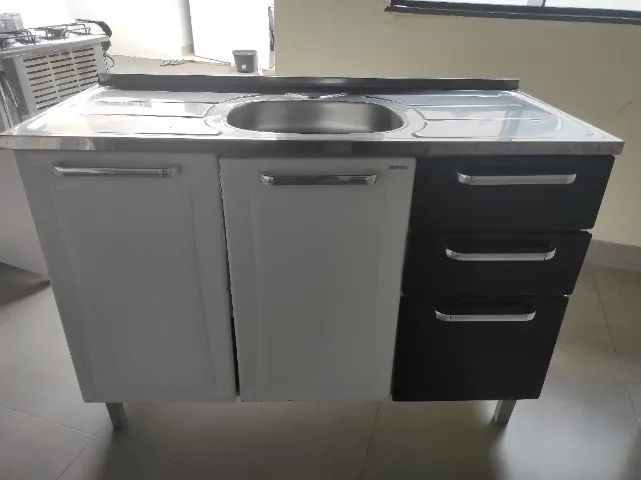 Balcão aço com pia inox 1,20m