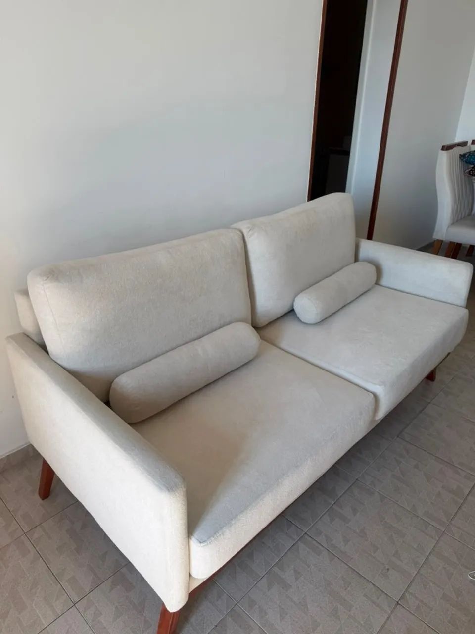 Sofá Branco Fixo Usado Starten Estofados - Foto 2