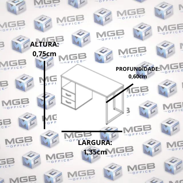 Mesa de Escritório Escrivaninha com 2 Gavetas e Nichos - 0,75x1,35x0,60cm - MEGA PROMOÇÃO! - Foto 2