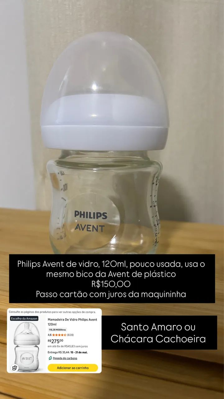 Mamadeira Avent de vidro, 120 ml