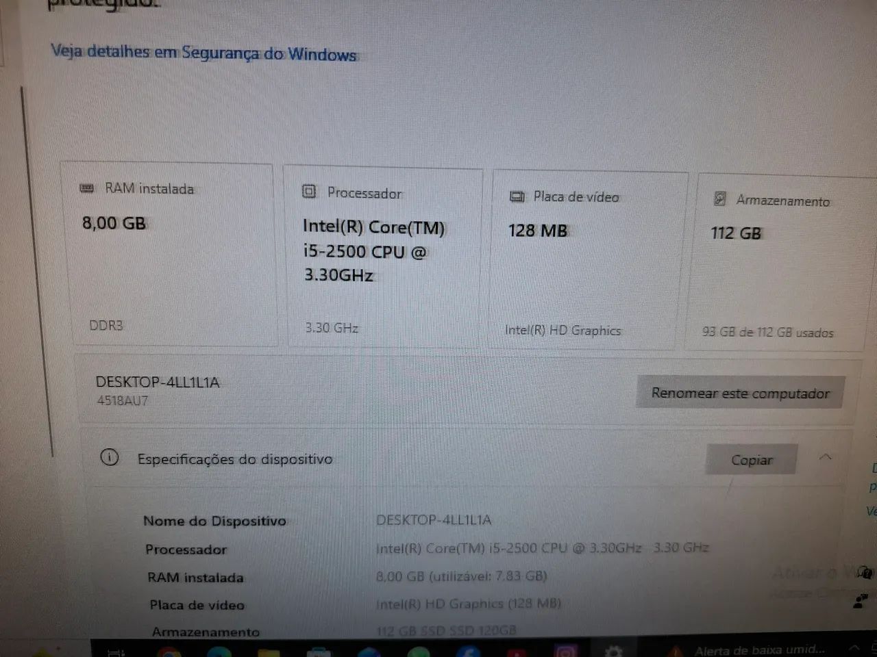 Computador I5 8Ram 120SSD top completo 