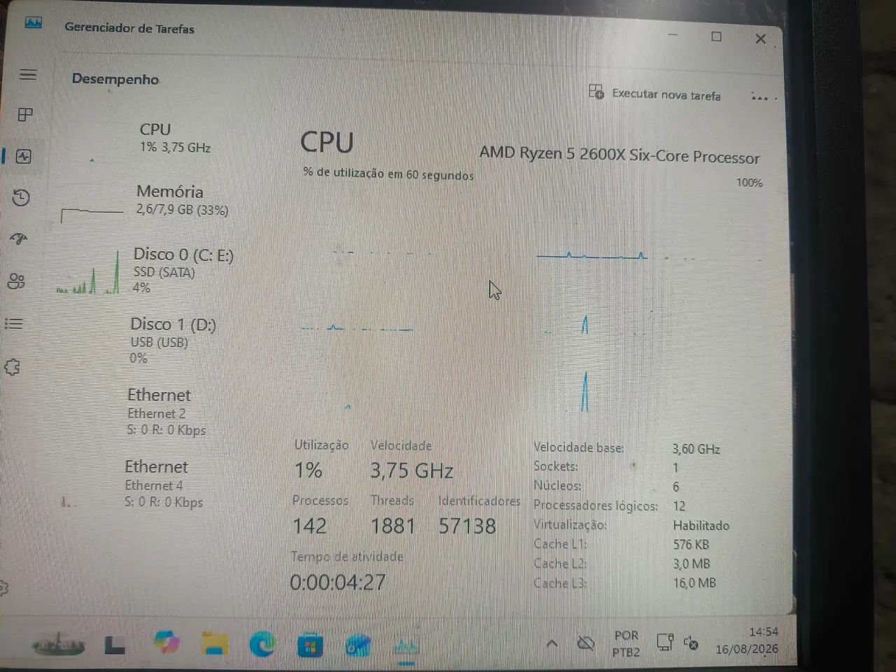 Kit Ryzen5 2600x + B350 + 8Gb ram