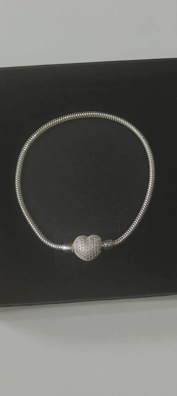 Pulseira Pandora Prata 925 com Fecho Coração, Nova - Foto 4