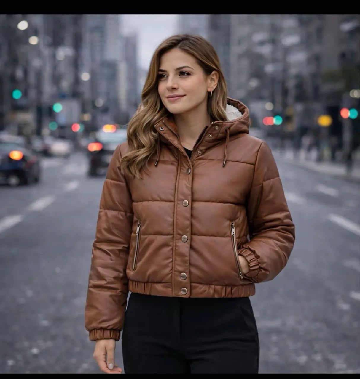 Jaqueta Puffer Marrom TAM G