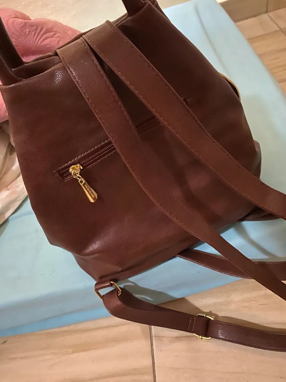 Bolsa / Mochila Couro - NOVA - Foto 3