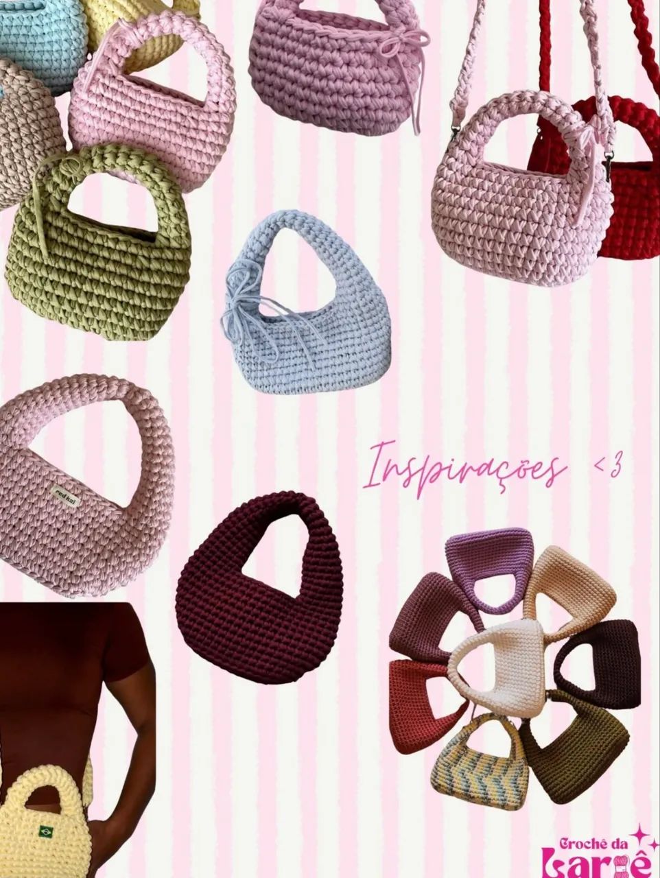 Bolsa de crochê estilo hobo - Foto 3
