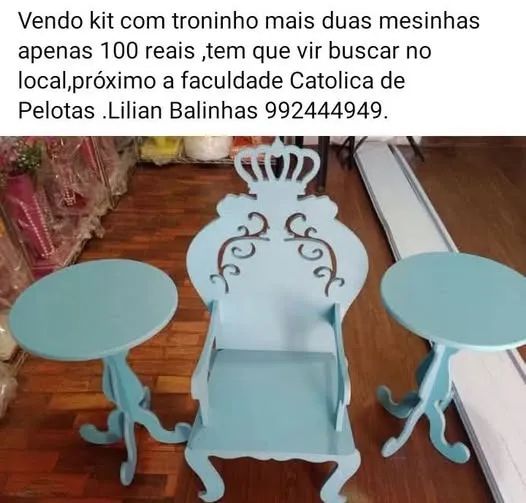 kit com troninho e duas mesinhas infantil