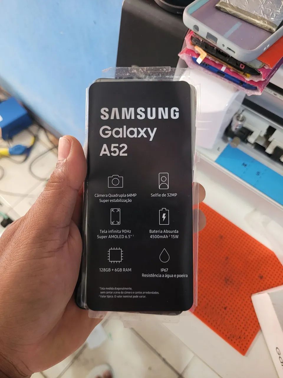 A52 6GB de memoria RAM na caixa 