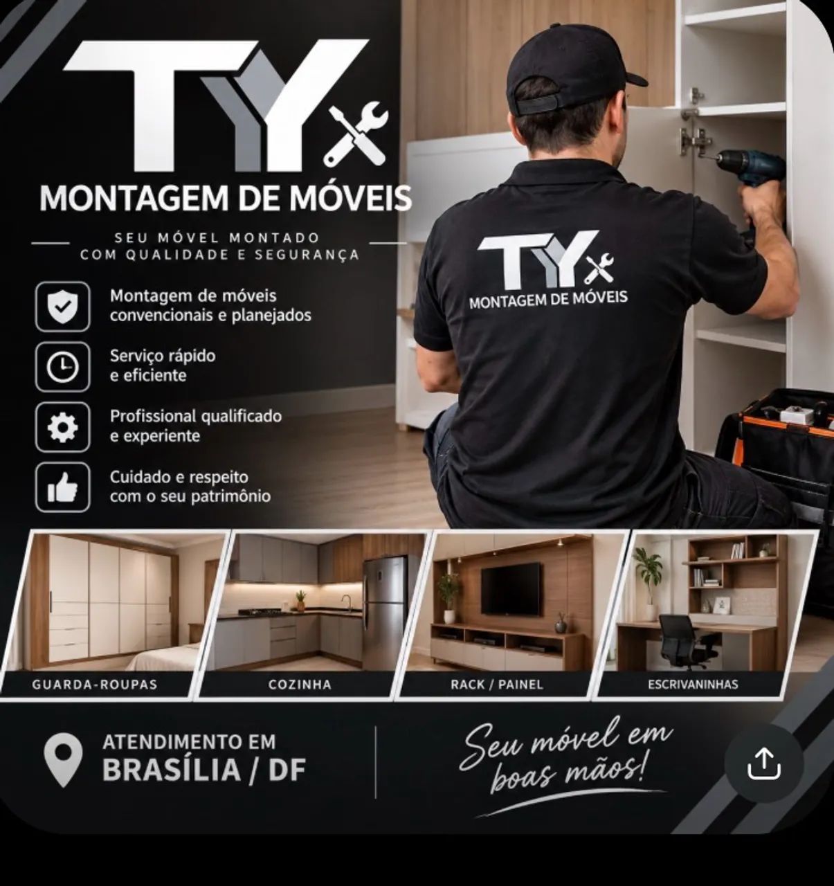 Montador de móveis qualidade e segurança 