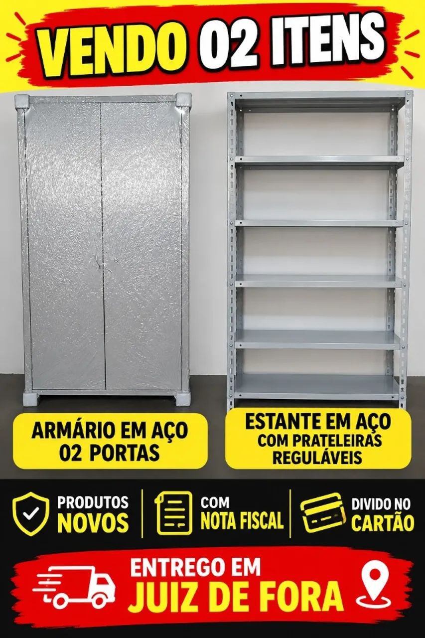 ARMÁRIO E ESTANTE EM AÇO