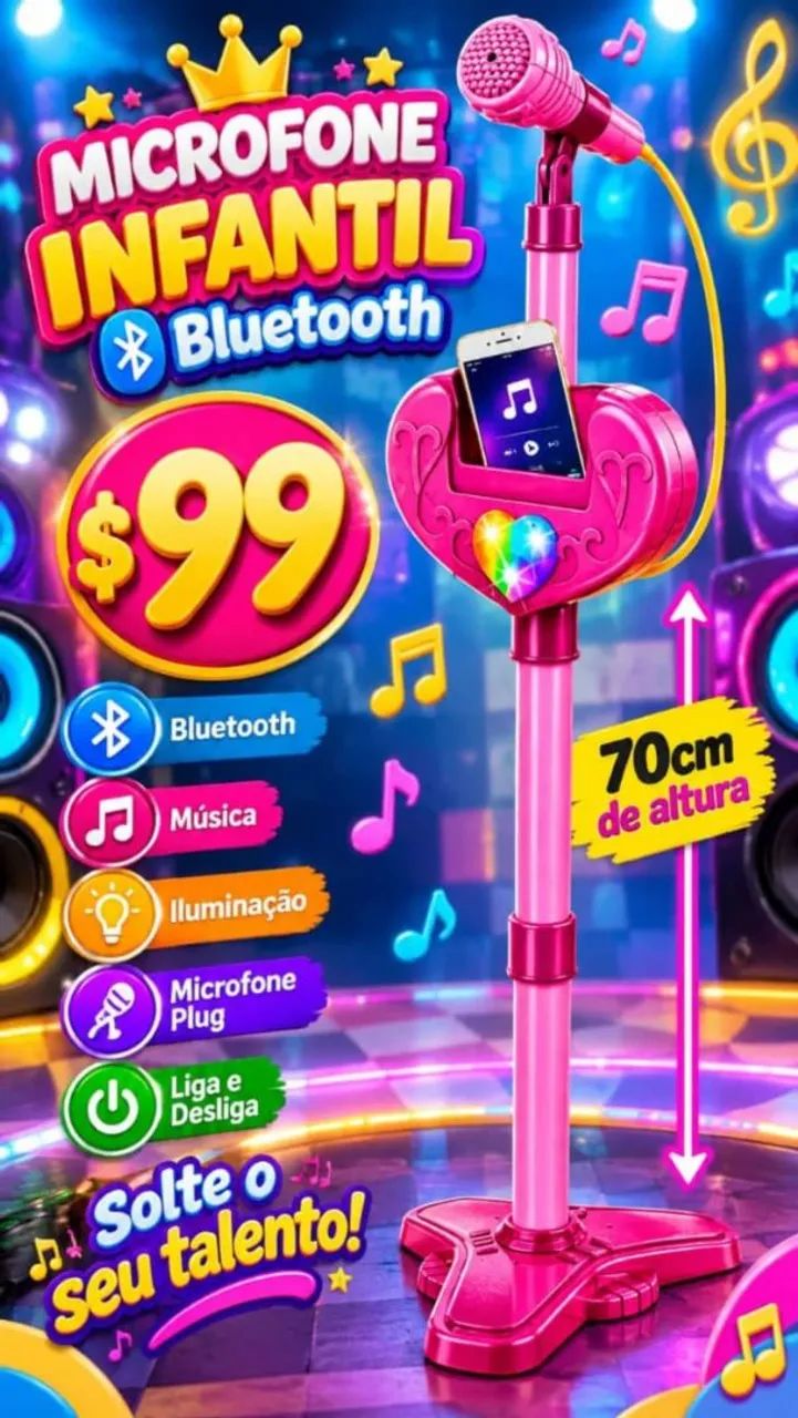 Microfone infantil com bluetooth 