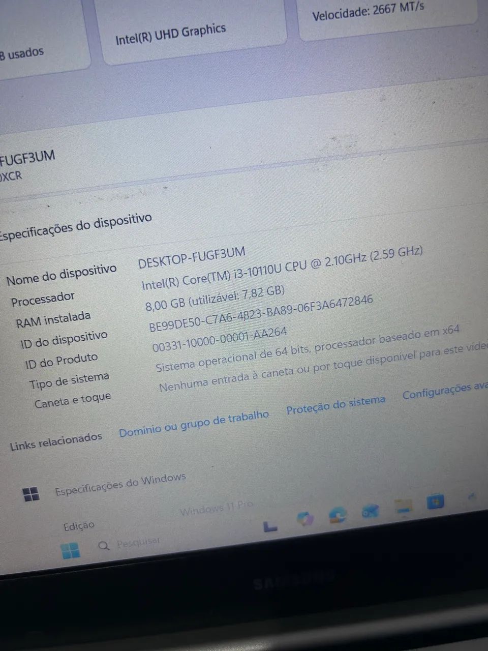 Notebook Samsung i3 10