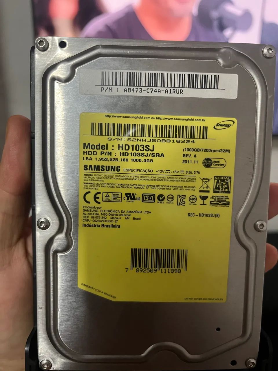 HD SAMSUNG MODEL HD103SJ 1TB